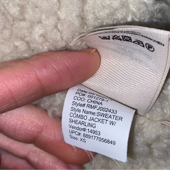 🎉3xHP🎉 Rachel Roy Shearling Denim Jacket Sweater Sleeves XS - Picture 8 of 9